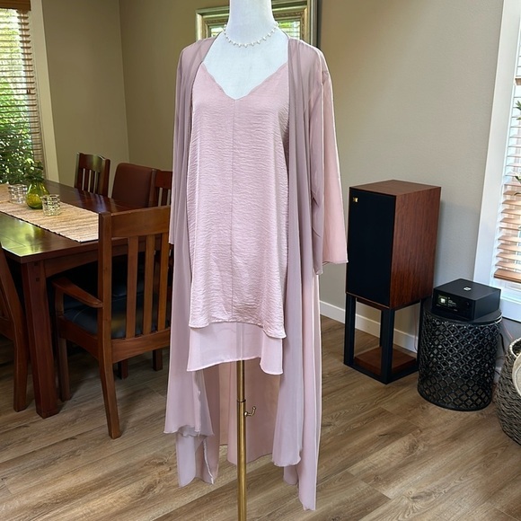 Melrose and market rose color chemise nighty with chiffon long kimono SZ S - Picture 1 of 10